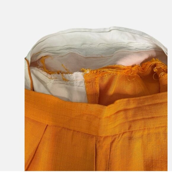 Sandro Benjamin Pleated High Rise Shorts Pockets Orange *READ FLAW* - Picture 5 of 8